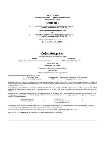 Thumbnail CoStar Group 10-Q Quarterly Report FY2024 