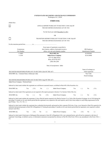 Thumbnail Idacorp 10-K Annual Report 2011