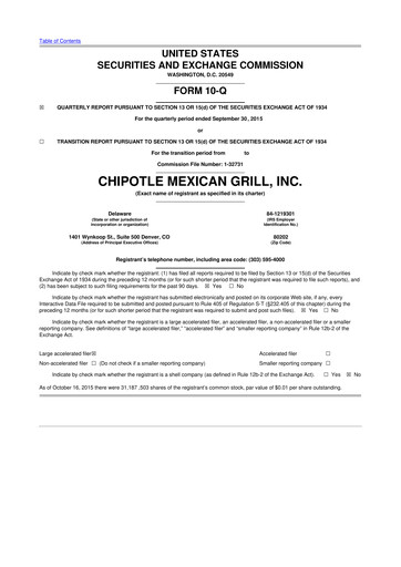 Thumbnail Chipotle Mexican Grill 10-Q Quarterly Report FY2015 