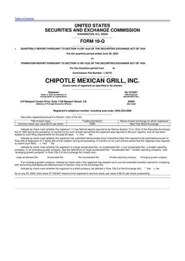 Thumbnail Chipotle Mexican Grill 10-Q Quarterly Report FY2022 