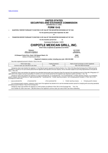 Thumbnail Chipotle Mexican Grill 10-Q Quarterly Report FY2024 