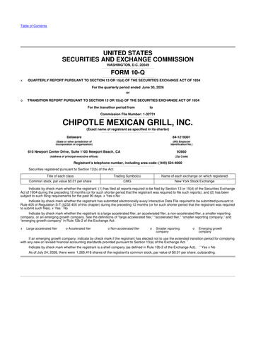 Thumbnail Chipotle Mexican Grill 10-Q Quarterly Report FY2026 