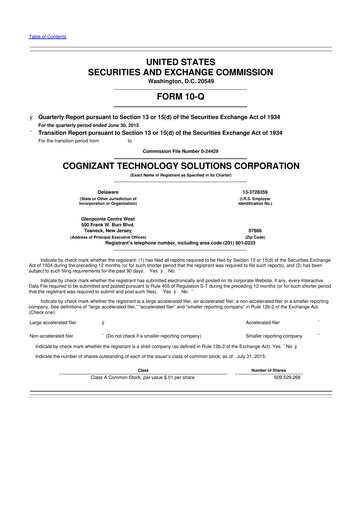 Thumbnail Cognizant Technology Solutions  10-Q Quarterly Report FY2015 