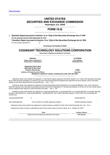 Thumbnail Cognizant Technology Solutions  10-Q Quarterly Report FY2015 