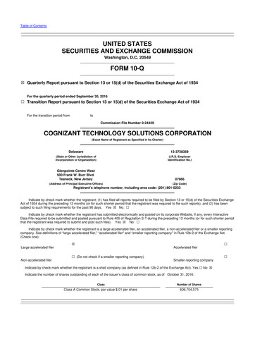 Thumbnail Cognizant Technology Solutions  10-Q Quarterly Report FY2016 