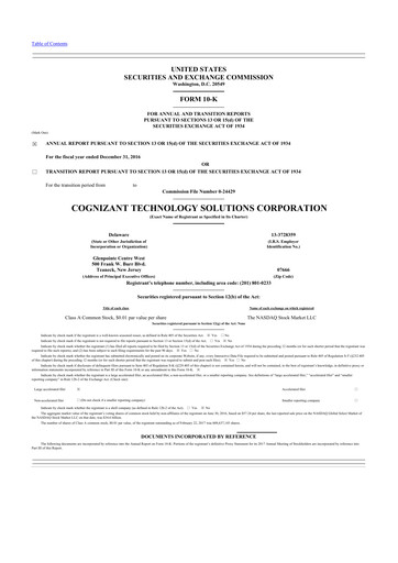 Miniature Cognizant Technology Solutions  10-K Rapport annuel 2016