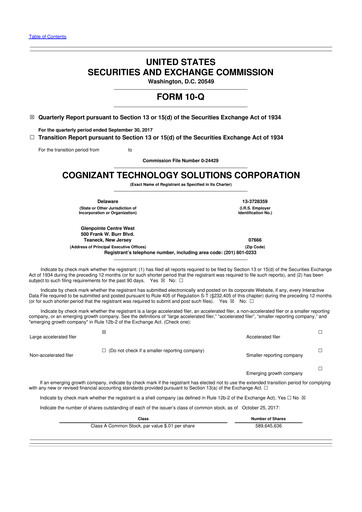 Thumbnail Cognizant Technology Solutions  10-Q Quarterly Report FY2017 