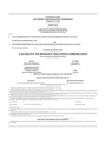 Miniature Cognizant Technology Solutions  10-K Rapport annuel 2017