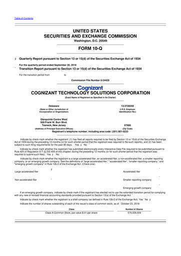 Thumbnail Cognizant Technology Solutions  10-Q Quarterly Report FY2018 