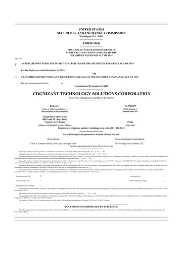 Miniature Cognizant Technology Solutions  10-K Rapport annuel 2018