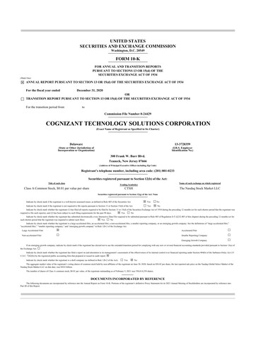 Miniature Cognizant Technology Solutions  10-K Rapport annuel 2020