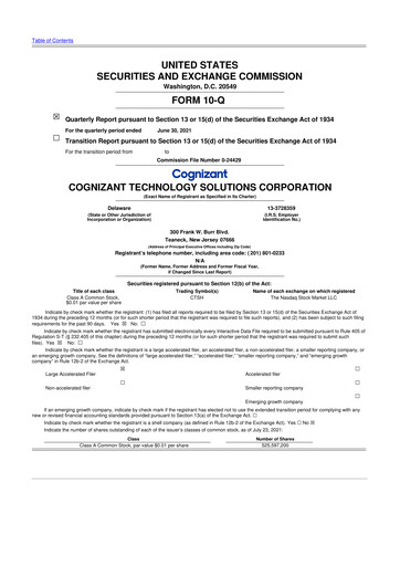Thumbnail Cognizant Technology Solutions  10-Q Quarterly Report FY2021 