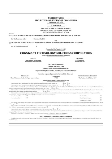 Miniature Cognizant Technology Solutions  10-K Rapport annuel 2021