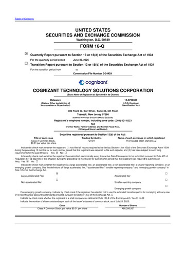 Thumbnail Cognizant Technology Solutions  10-Q Quarterly Report FY2025 