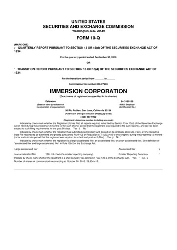 Thumbnail Immersion Corporation
 10-Q Quarterly Report FY2016 