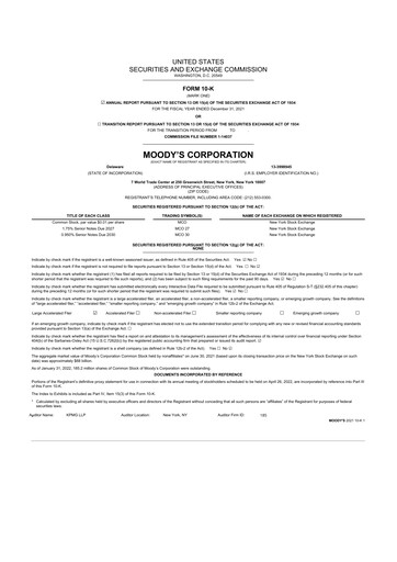 Thumbnail Moody's 10-K Annual Report 2021