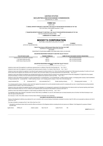 Thumbnail Moody's 10-K Annual Report 2022