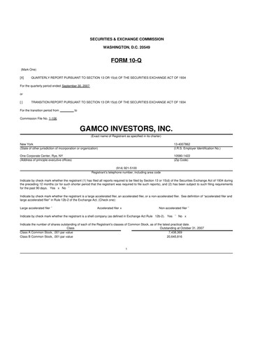Thumbnail GAMCO Investors
 10-Q Quarterly Report FY 