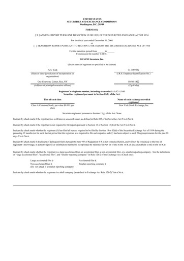 Thumbnail GAMCO Investors
 10-K Annual Report 