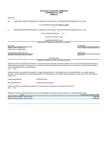 Thumbnail GAMCO Investors
 10-Q Quarterly Report FY 