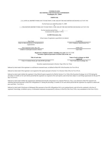 Thumbnail GAMCO Investors
 10-K Annual Report 