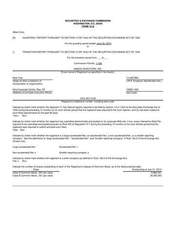 Thumbnail GAMCO Investors
 10-Q Quarterly Report FY 