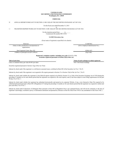 Thumbnail GAMCO Investors
 10-K Annual Report 2015