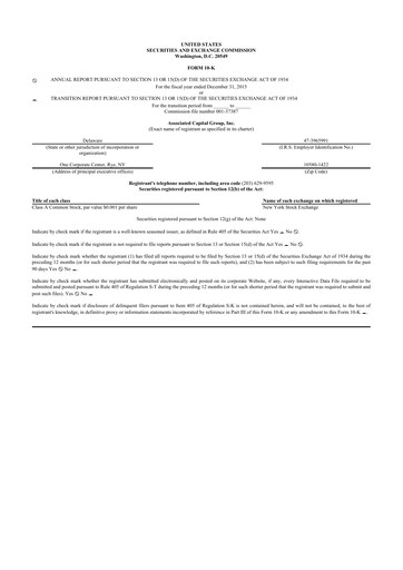 Thumbnail Associated Capital Group 10-K Annual Report 2015