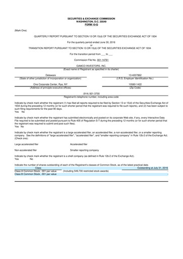 Thumbnail GAMCO Investors
 10-Q Quarterly Report FY2016 