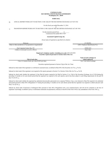 Thumbnail Associated Capital Group 10-K Annual Report 2016