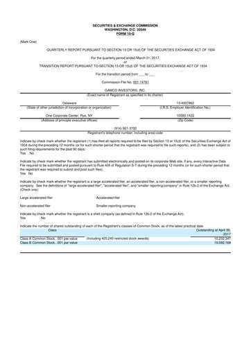 Thumbnail GAMCO Investors
 10-Q Quarterly Report FY2017 