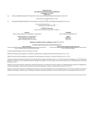 Thumbnail GAMCO Investors
 10-K Annual Report 2018