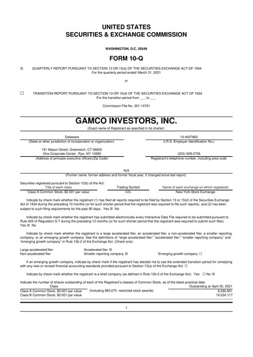 Thumbnail GAMCO Investors
 10-Q Quarterly Report FY2021 