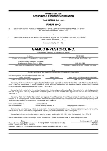 Thumbnail GAMCO Investors
 10-Q Quarterly Report FY2022 
