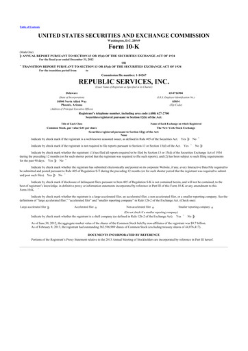 Thumbnail Republic Services
 10-K Annual Report 2012