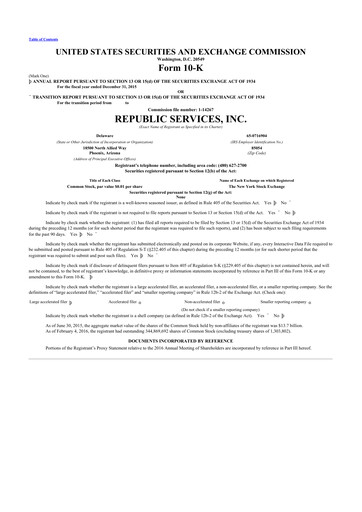 Thumbnail Republic Services
 10-K Annual Report 2015