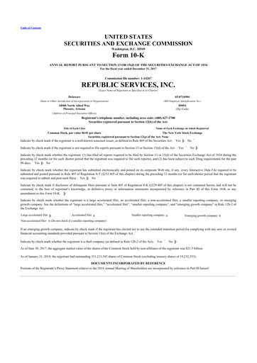 Thumbnail Republic Services
 10-K Annual Report 2017