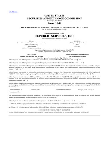 Thumbnail Republic Services
 10-K Annual Report 2018