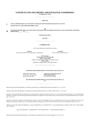 Thumbnail Carter's 10-K Annual Report 