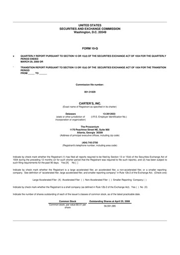 Thumbnail Carter's 10-Q Quarterly Report FY 