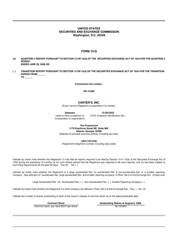Thumbnail Carter's 10-Q Quarterly Report FY 