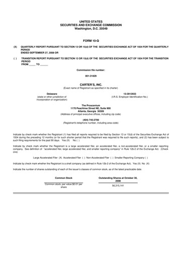 Thumbnail Carter's 10-Q Quarterly Report FY 