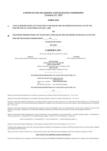 Thumbnail Carter's 10-K Annual Report 