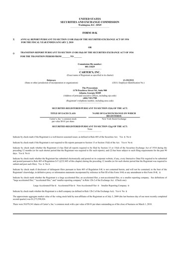 Thumbnail Carter's 10-K Annual Report 