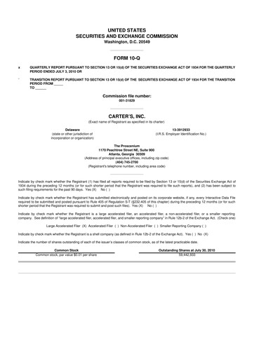 Thumbnail Carter's 10-Q Quarterly Report FY2010 