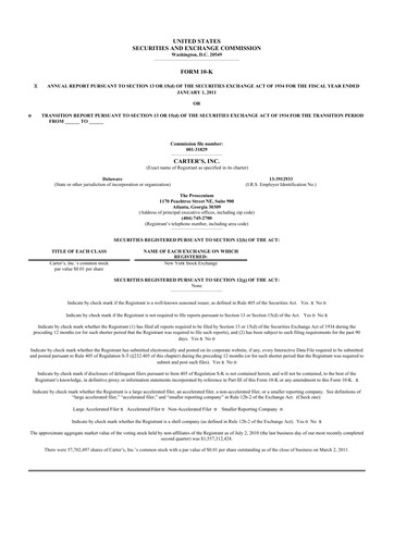 Thumbnail Carter's 10-K Annual Report 2010