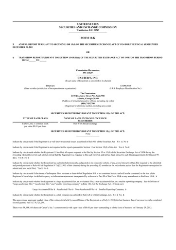 Thumbnail Carter's 10-K Annual Report 2011