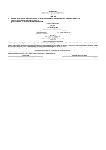 Thumbnail Carter's 10-Q Quarterly Report FY2014 