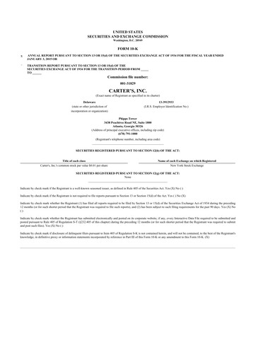 Thumbnail Carter's 10-K Annual Report 2014