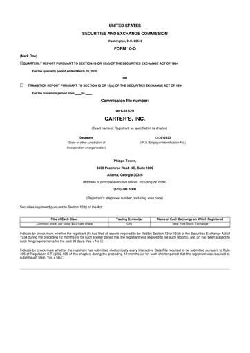 Thumbnail Carter's 10-Q Quarterly Report FY2020 